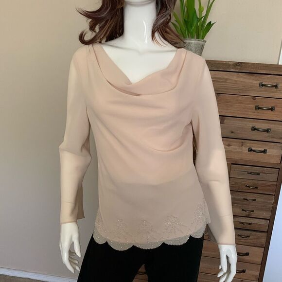 Night Way beaded long sleeve cream top - Picture 2 of 12